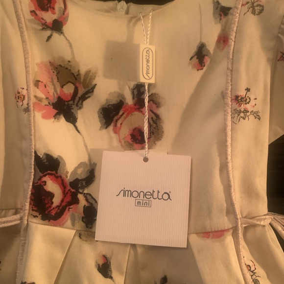 Simonetta Cream Dress with Pink and Green Floral Design - Picture 7 of 7